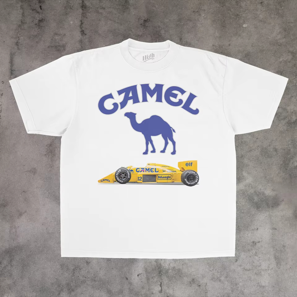 Streetwear Brand Vintage - ヴィンテージレーシングクラシックキャメルトレンディブランド Tシャツコットングラフィック Tシャツ男性女性夏ストリートウェア