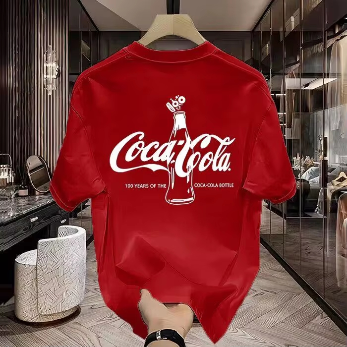Streetwear Brand Red Logo - レッドクラシックソーダロゴトレンディストリートブランドTシャツコットングラフィックTシャツ男性女性夏ストリートウェア
