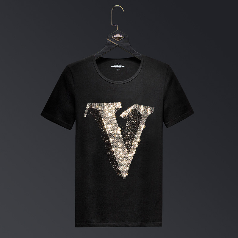 Streetwear Brand England - 2025 レターラインストーン Tシャツ男性ブランド半袖ファッション男ストリート O ネックスリムモーダルコットン Tシャツプラスサイズ