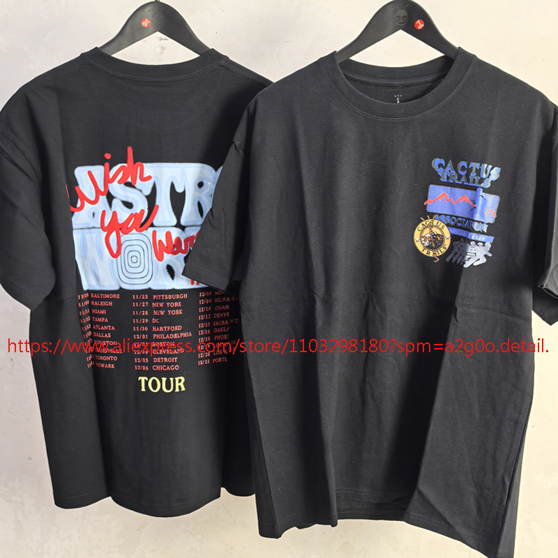 Cactus Jack Tee - ヒップホップトレンド カクタスジャック Tシャツ 高品質 ラウンドネック プリント半袖