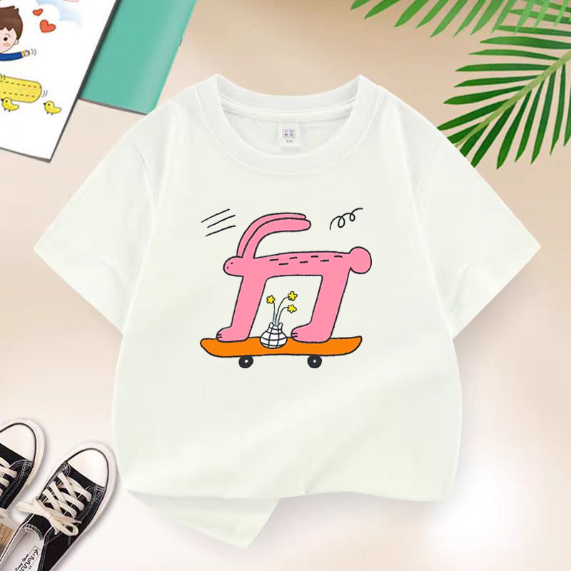 Streetwear Girl Brand - キッズ夏ブランドウサギスケートボード Tシャツプリントボーイズ Tシャツ子供半袖 Tシャツコットン Tシャツ子供服