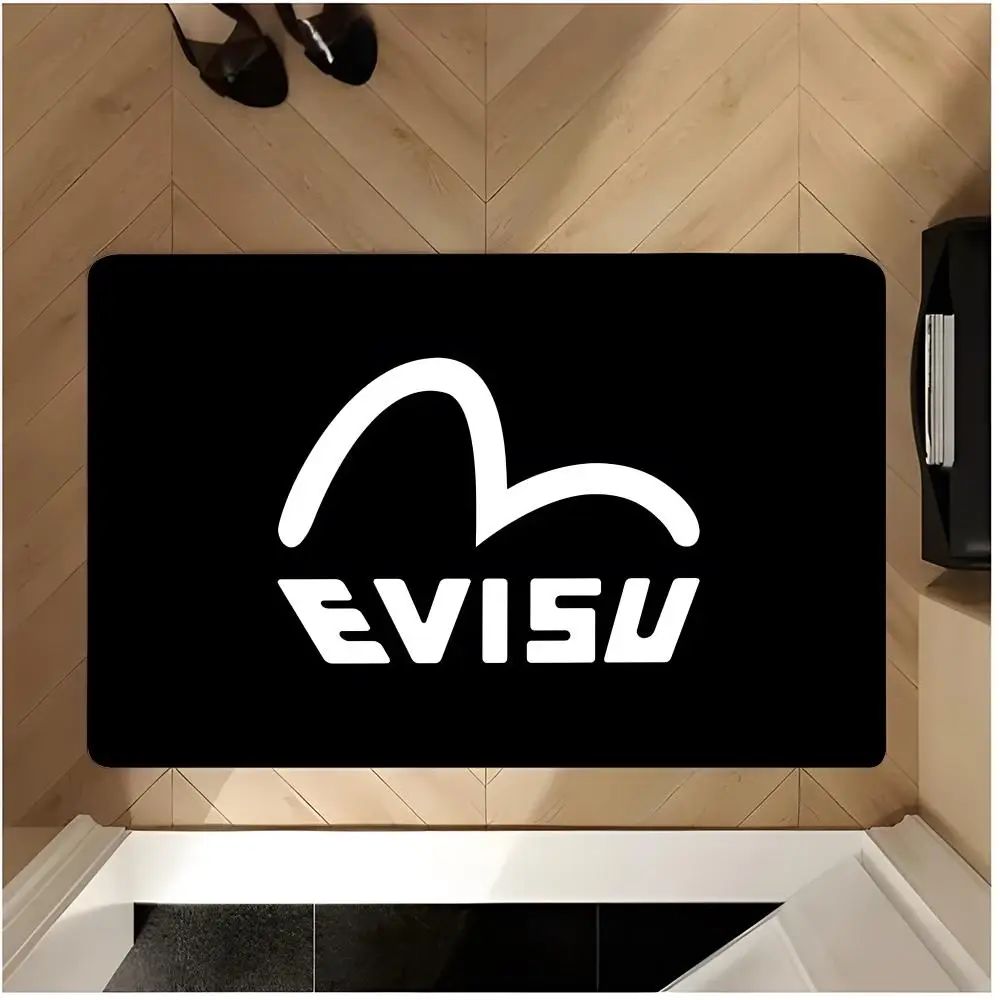 Streetwear Brand Rugs - 日本製デニムストリートウェアブランド E-EVISU フロアマット 滑り止め 洗えるフランネルドアマット 吸水性