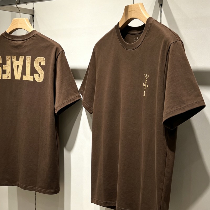 Cactus Jack Tee - サマーブラウン カクタスジャック Tシャツ グラフィティ フェーディング 反転文字柄