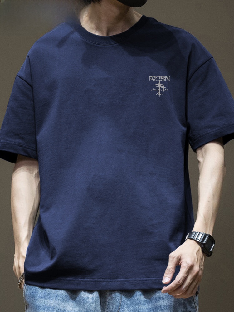 Streetwear Brand Vintage - 夏用ヴィンテージ風ルーズメンズコットンTシャツ半袖通気性快適プラスサイズストリートウェアブランドプリント幾何学模様