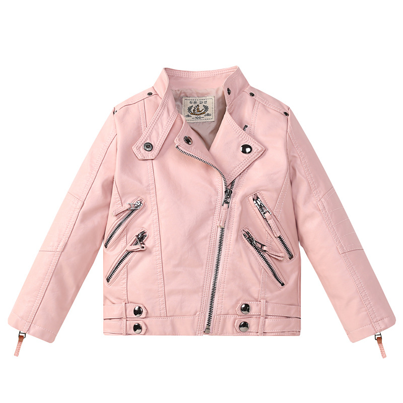 女の子クリスマスレッドオートバイ Pu レザージャケット子供 - Streetwear Brand Red Logo のレビューと価格