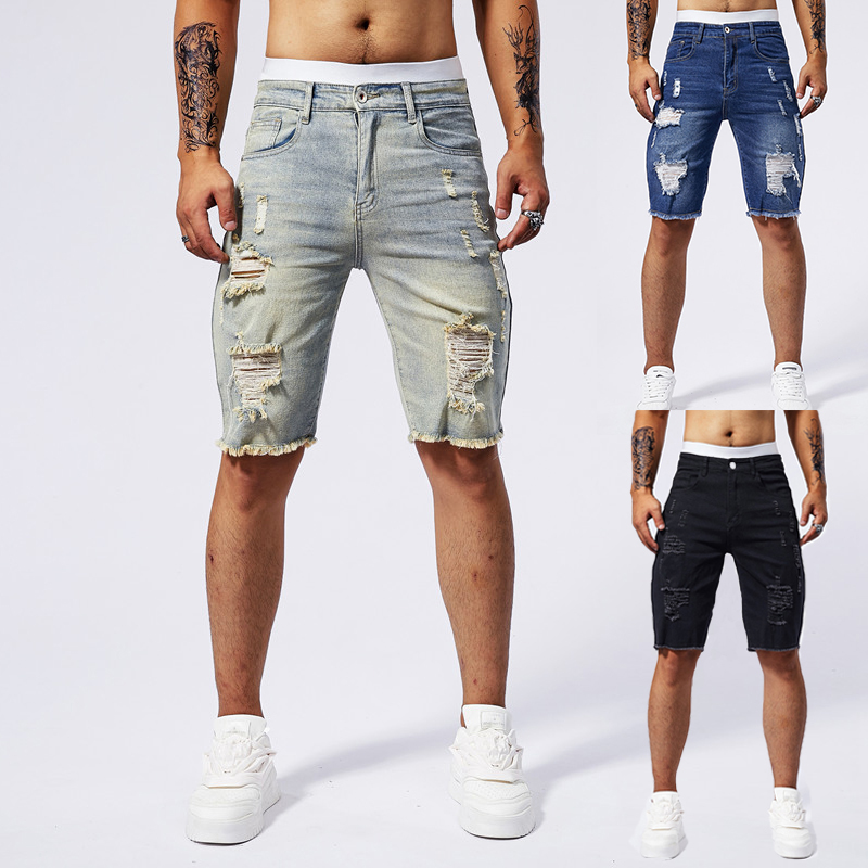 2025 夏の新メンズリッピングデニムショーツファッションヴ - Streetwear Brand Vintage のレビューと価格