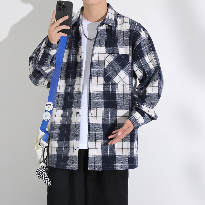 レトロ香港スタイル長袖ルーズフィットメンズカジュアルシャツ薄 - Streetwear Brand Hong Kong のレビューと価格