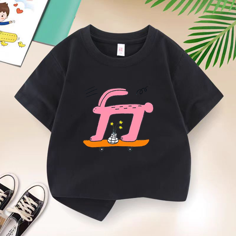 キッズ夏ブランドウサギスケートボード Tシャツプリントボーイ - Streetwear Girl Brand のレビューと価格
