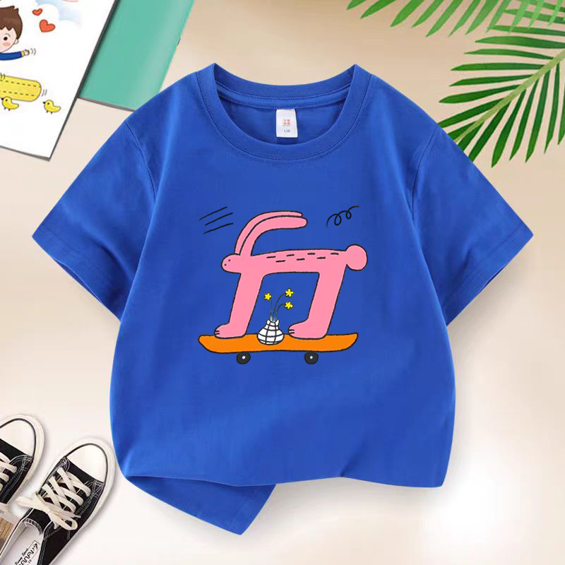 キッズ夏ブランドウサギスケートボード Tシャツプリントボーイ - Streetwear Girl Brand のレビューと価格