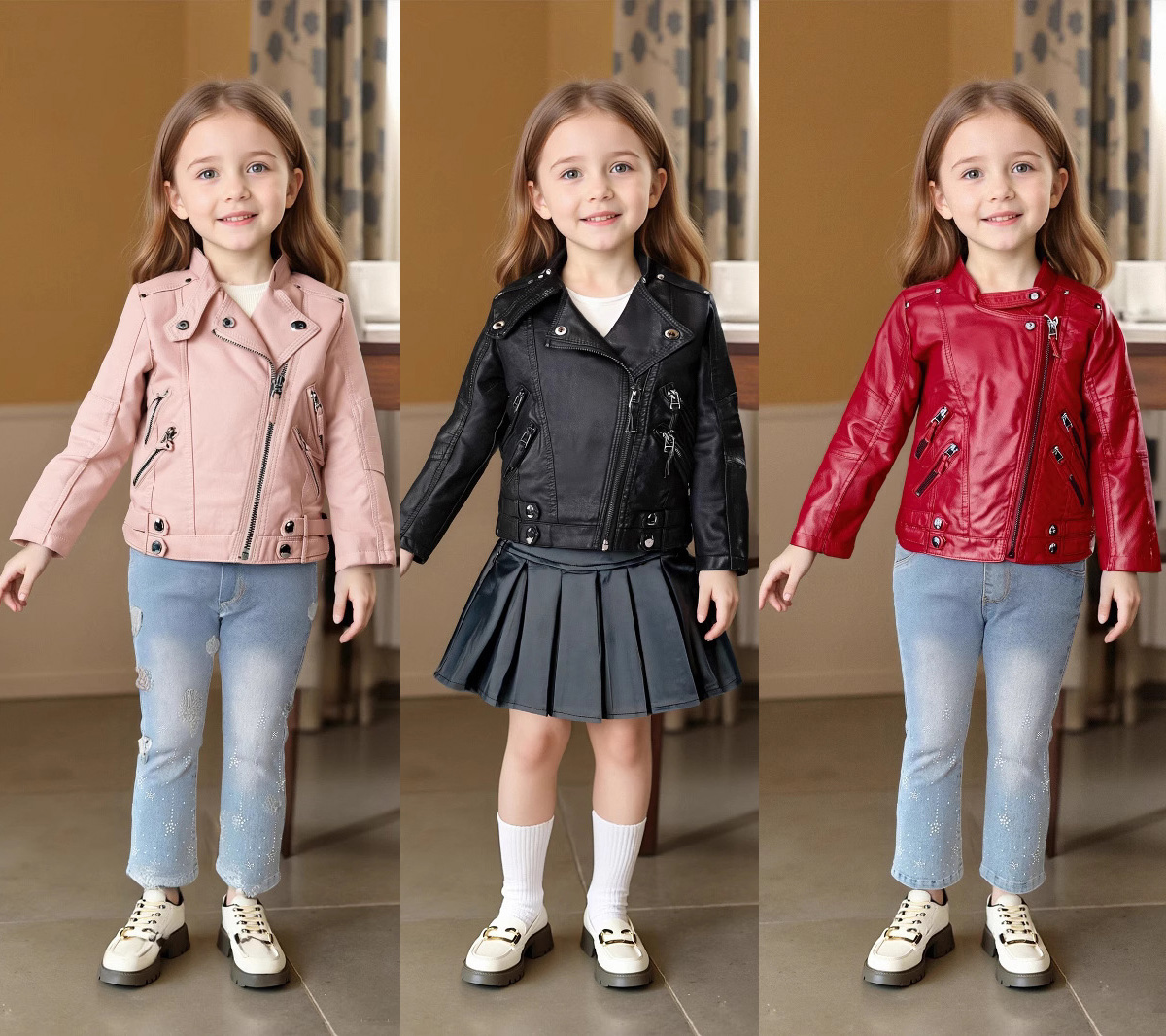 2-12Y 女の子クリスマスピンクレッドオートバイ Pu レ - Streetwear Brand Red Logo のレビューと価格