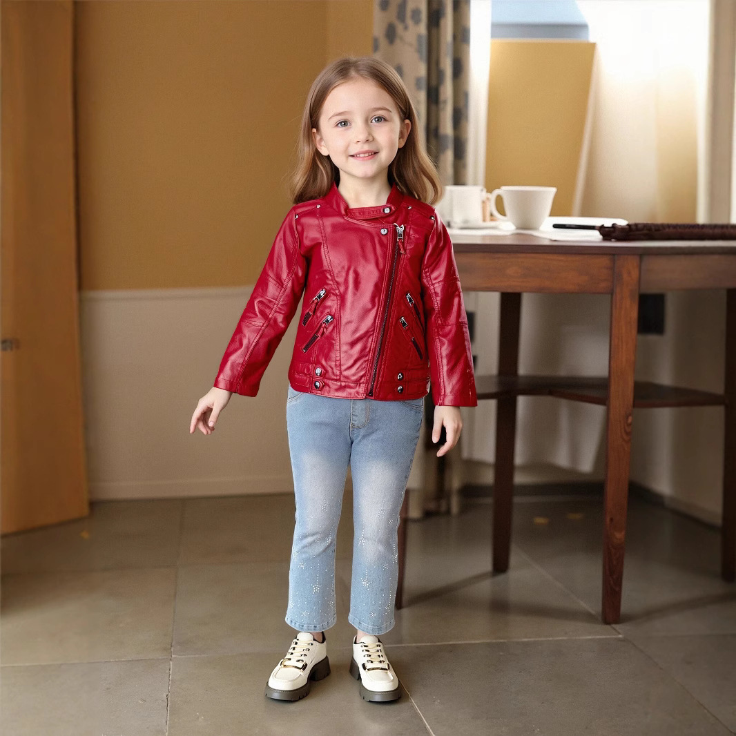 2-12Y 女の子クリスマスピンクレッドオートバイ Pu レ - Streetwear Brand Red Logo のレビューと価格