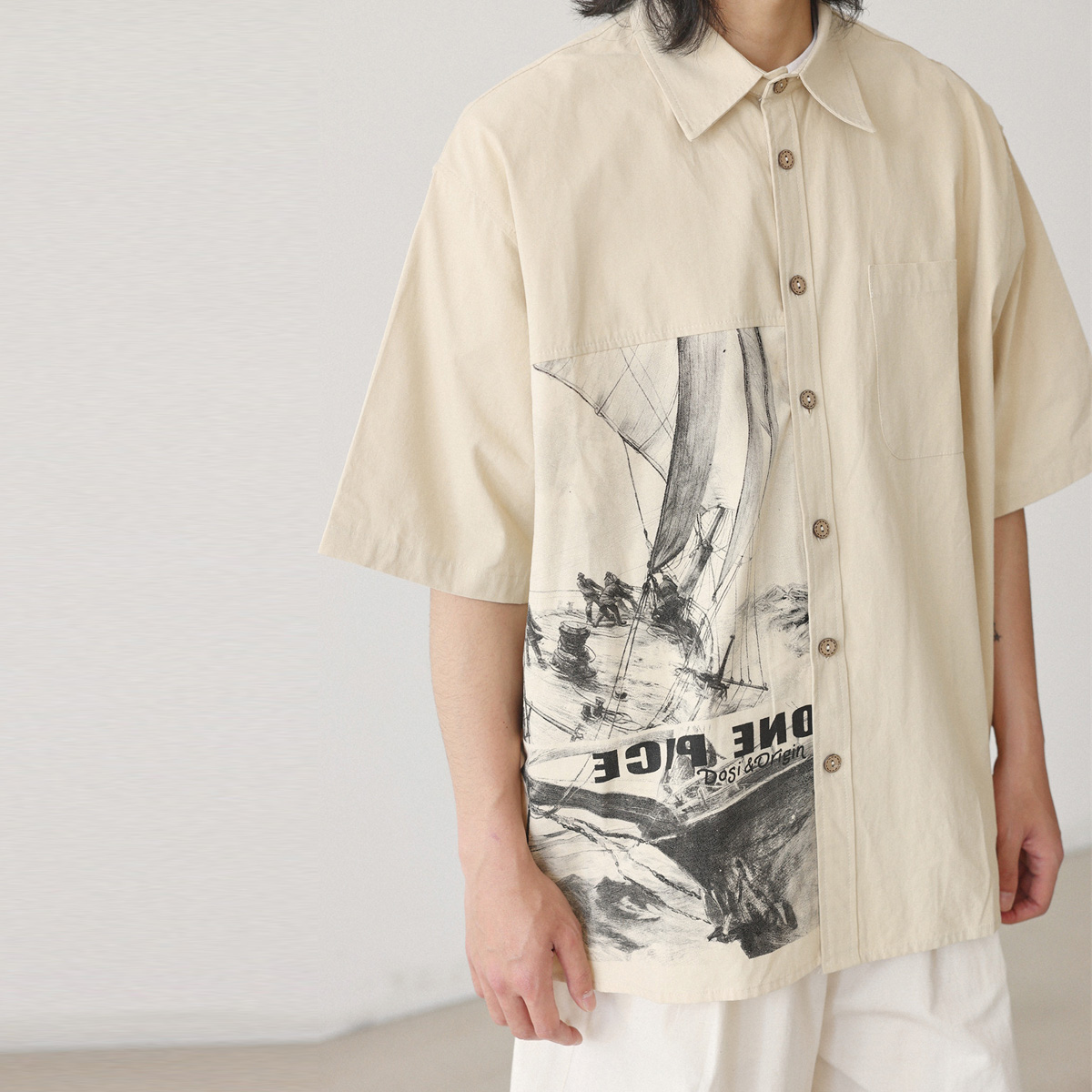 日本のファッションシャツ男性ヴィンテージプリントルーズカジュ - Japanese Brand Streetwear Vintage のレビューと価格