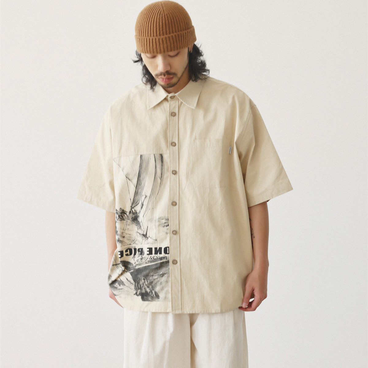 日本のファッションシャツ男性ヴィンテージプリントルーズカジュ - Japanese Brand Streetwear Vintage のレビューと価格