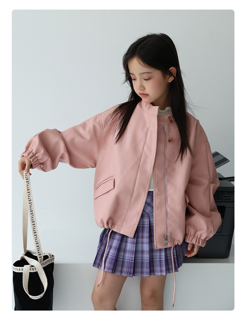 2-12Y 女の子甘い黒ピンクロックオートバイ Pu レザー - Streetwear Girl Brand のレビューと価格