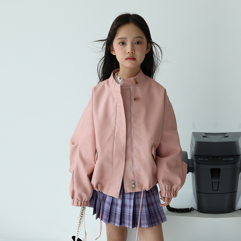 2-12Y 女の子甘い黒ピンクロックオートバイ Pu レザー - Streetwear Girl Brand のレビューと価格