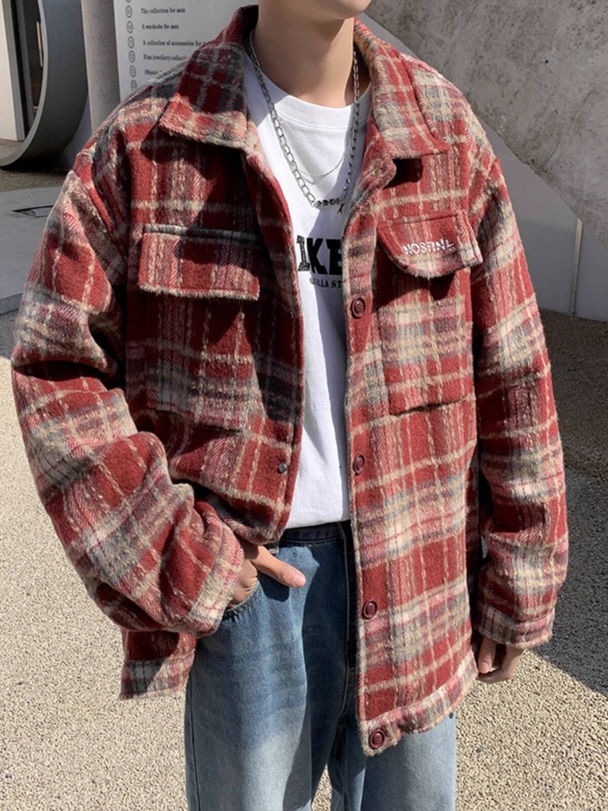 メンズ厚手シャツジャケット 秋＆春 レトロチェック柄シャツジ - Streetwear Brand England のレビューと価格